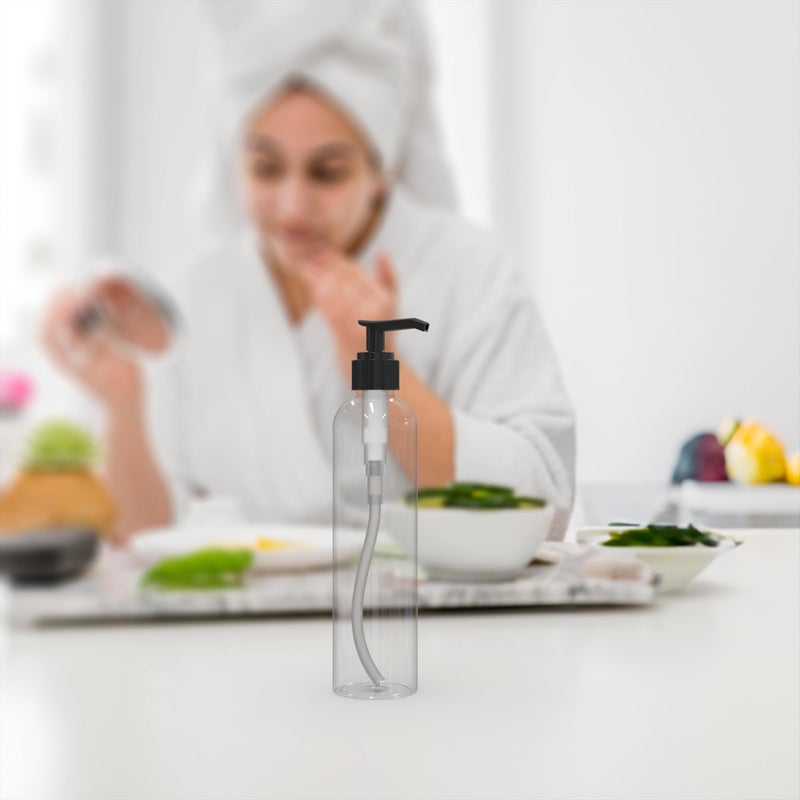 BRIGHTFROM Lotion Pump Bottles, Empty 8 OZ, BPA-Free Refillable Plastic Containers, Clear with Black Dispenser for - Soap, Shampoo, Lotions, Liquid Body Soap, Creams and Massage Oil (3 Pack) - Image 4